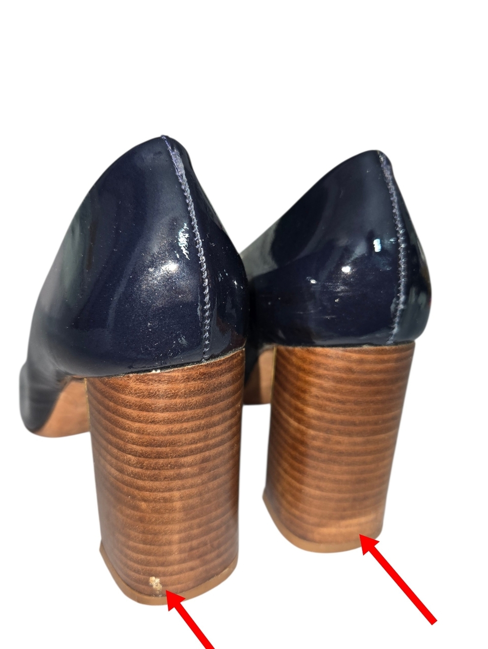 Tory Burch Yardley Navy Blue Patent Leather Square Toe Block Heel Pump - Picture 5 of 13